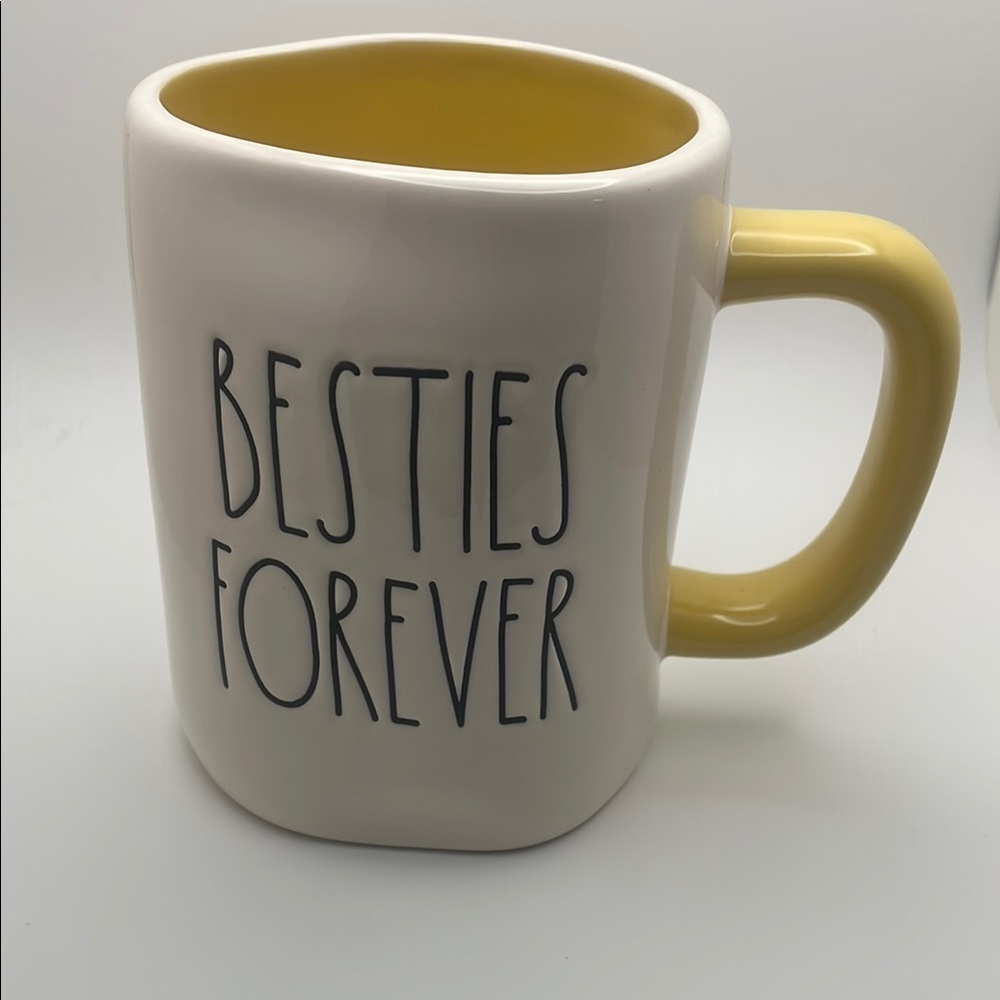 Rae Dunn - Tom and Jerry - Besties Forever Mug - White and Yellow